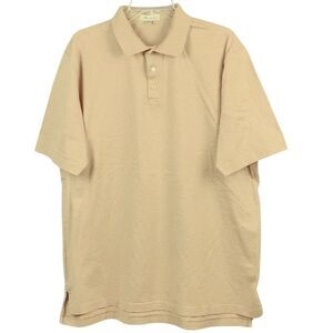 Peter Millar Men's Tan Brown Collared Polo Shirt 100% Cotton, Size Large MF18K01